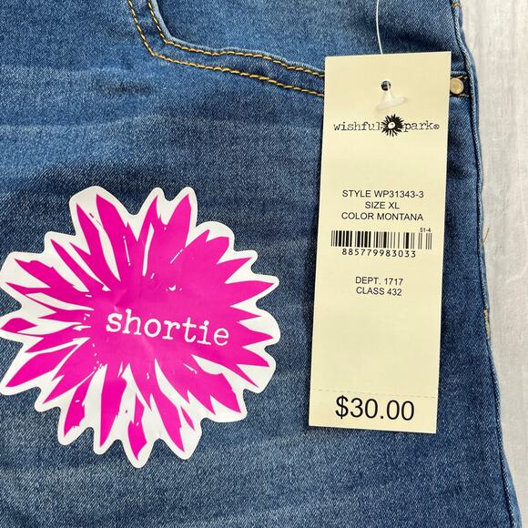 Wishful Park Blue Gray Shortie 2" Basic Plain Pull On Drawstring Juniors Shorts - Picture 6 of 9